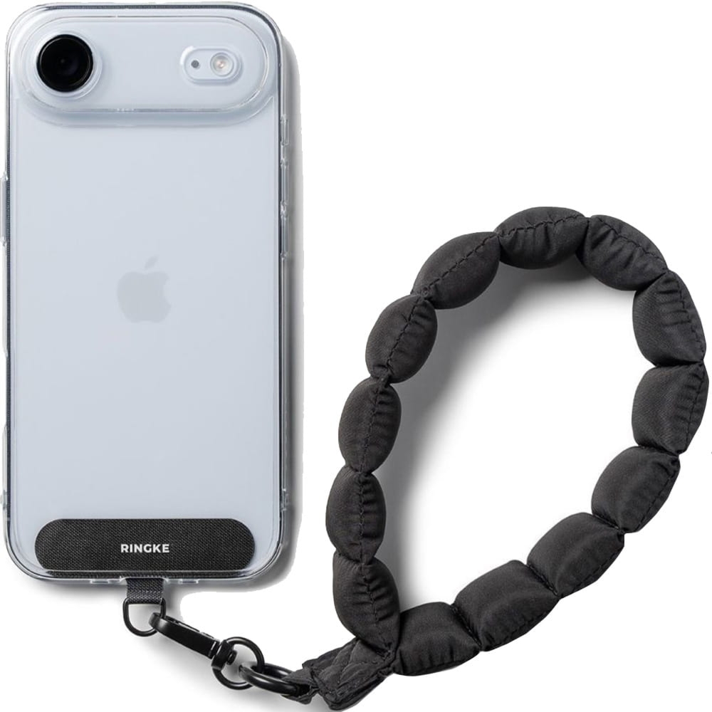Smycz uniwersalna do telefonu Ringke Holder and Puffer Hand Strap na nadgarstek, czarna