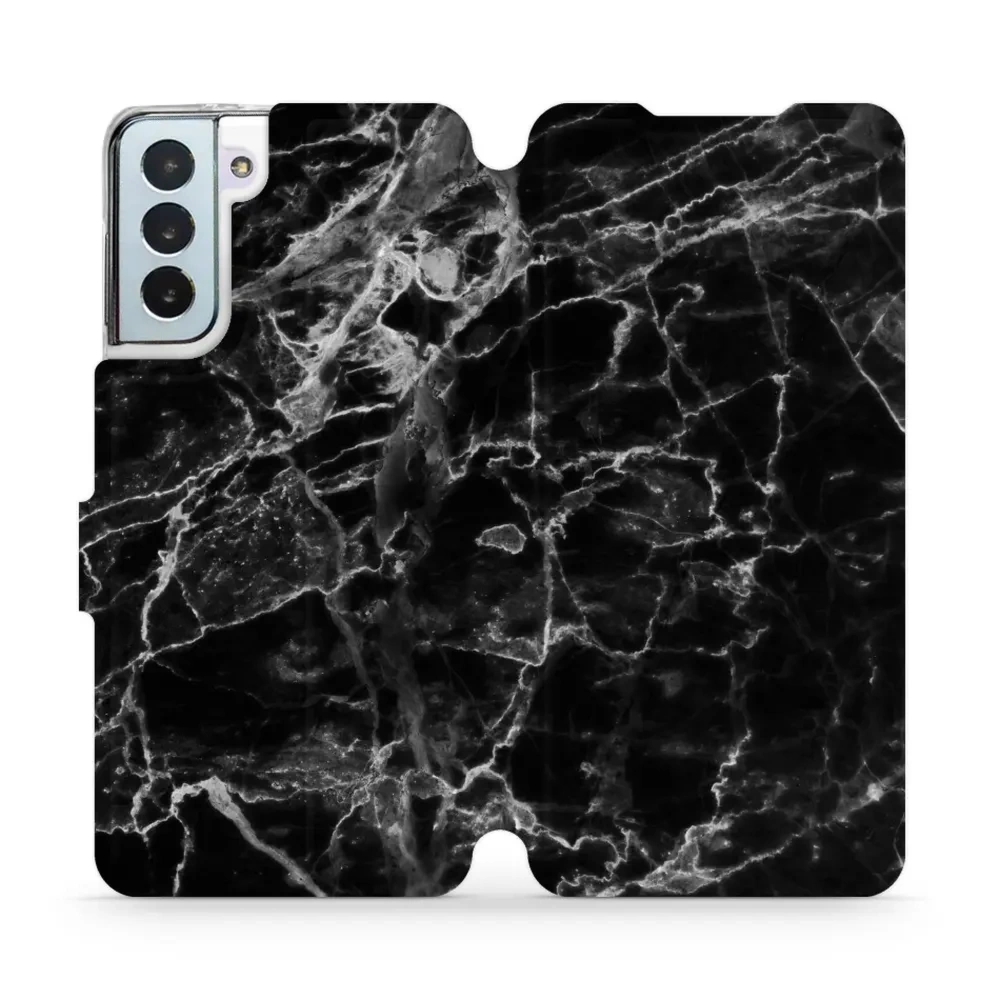 Etui z klapką do Galaxy S21 Plus, Mobiwear Book, czarny marmur