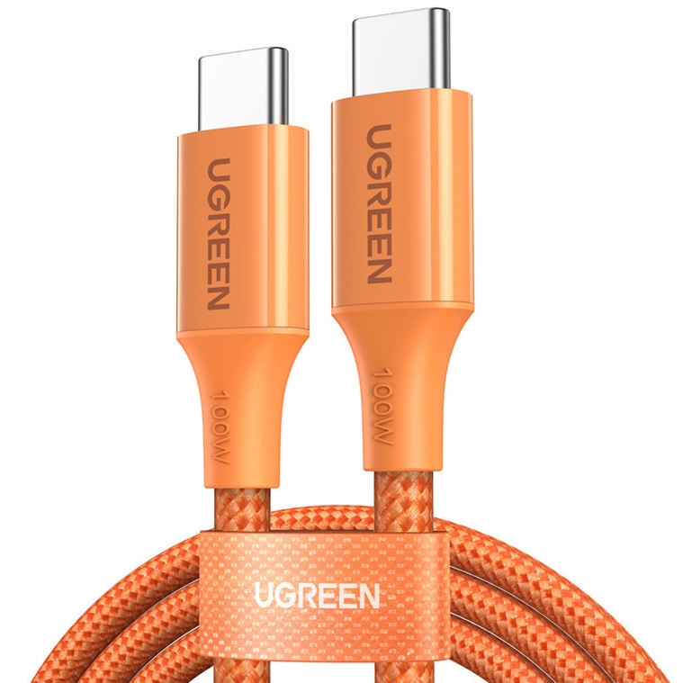 OUTLET: Kabel do szybkiego ładowania i przesyłania danych Ugreen L502 100W USB-C do USB-C, PD 3.0, 480 Mbps, 5A, 1 m, pomarańczowy