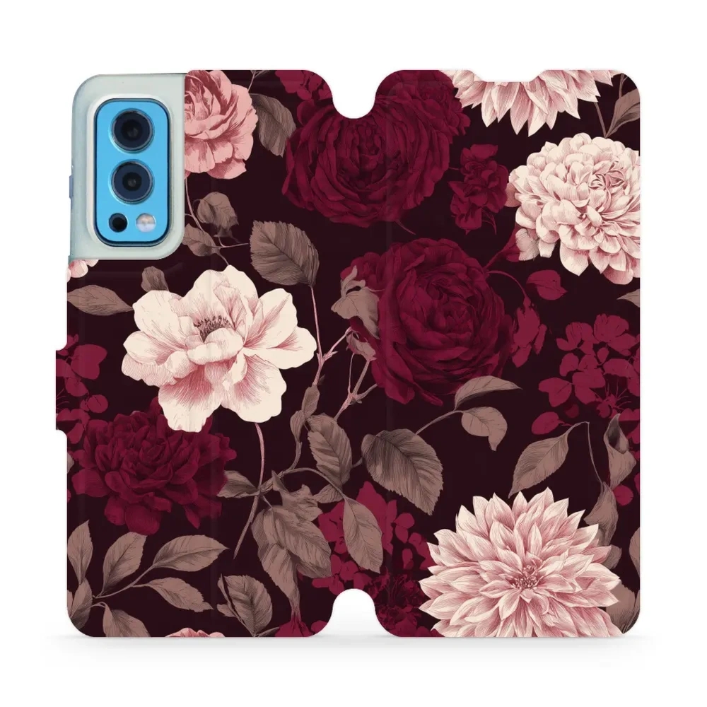 Etui z klapką do OnePlus Nord 2 5G, Mobiwear Book, wino i dalie