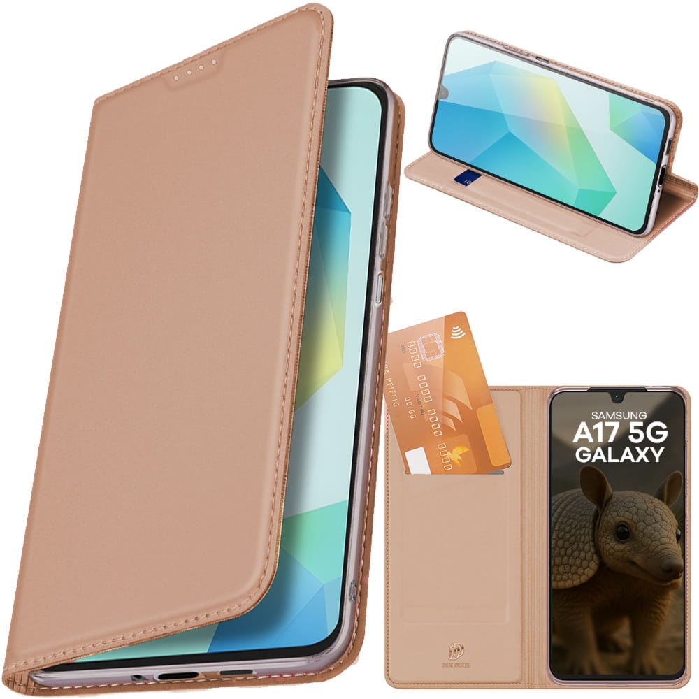 OUTLET: Etui z klapką Dux Ducis Skin Pro do Galaxy A17 5G, różowozłote