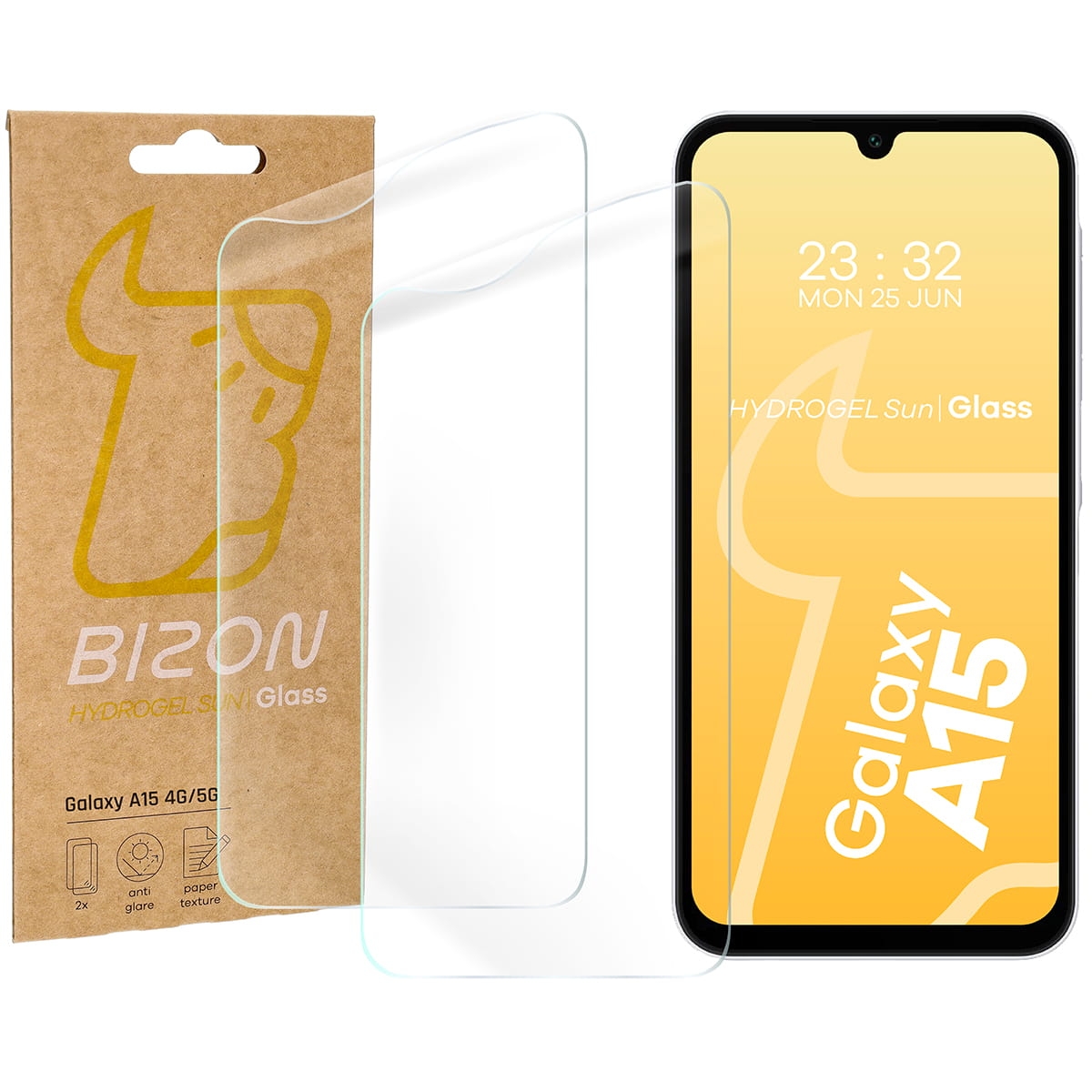 Image of Folia matowa Bizon Glass Film Sun do Galaxy A15 4G / 5G, 2 sztuki