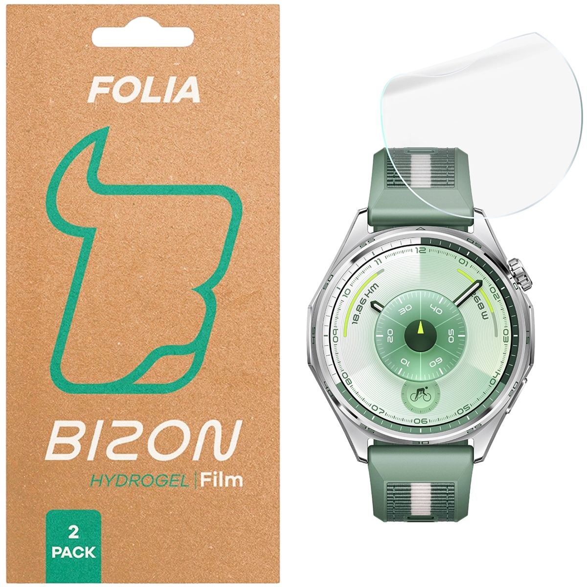 Folia hydrożelowa na ekran Bizon Watch Film Hydrogel Duo do Huawei Watch GT6 46 mm, 2 sztuki