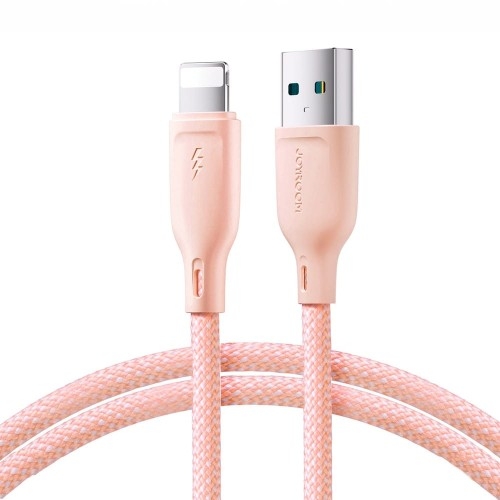 Image of Kabel do ładowania / transmisji danych Joyroom Multi-Color USB-A do Lightning, 3A, 1m, różowy