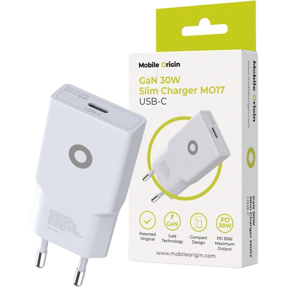 Image of Ładowarka sieciowa Mobile Origin Slim Charger M017 30W, 1x USB-C, biała