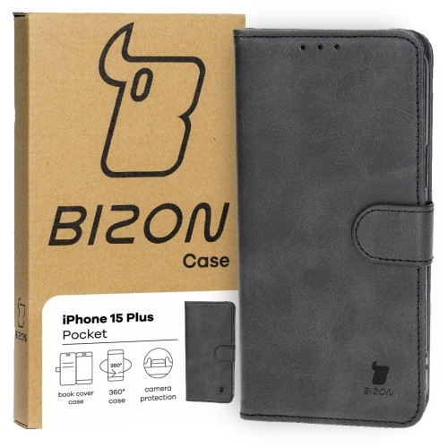 Image of Etui Bizon Case Pocket do Apple iPhone 15 Plus, czarne
