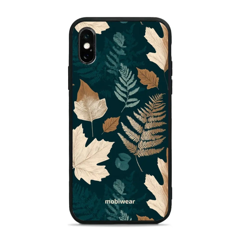Etui ochronne do iPhone XS, Mobiwear Glossy Case, zielnik z liści i paproci