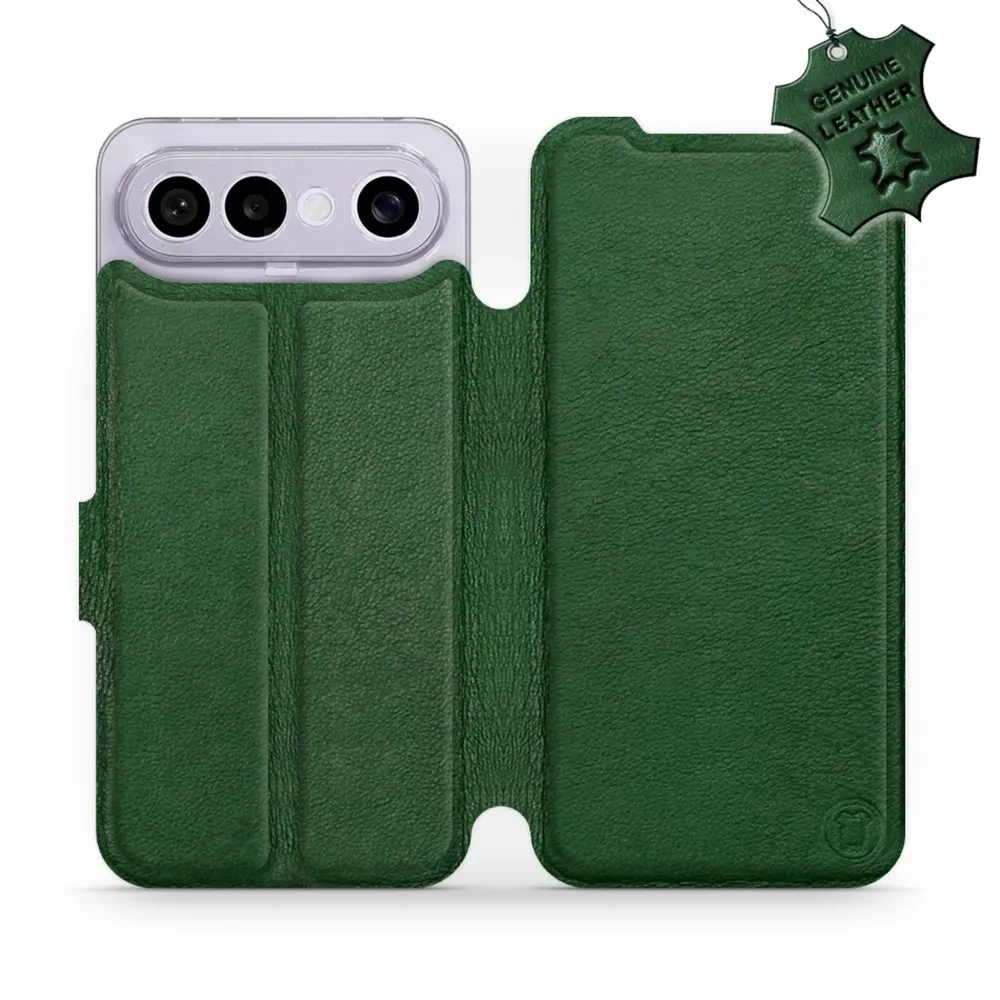 Etui z naturalnej skóry do Vivo X300 FE, Mobiwear Leather, zielone