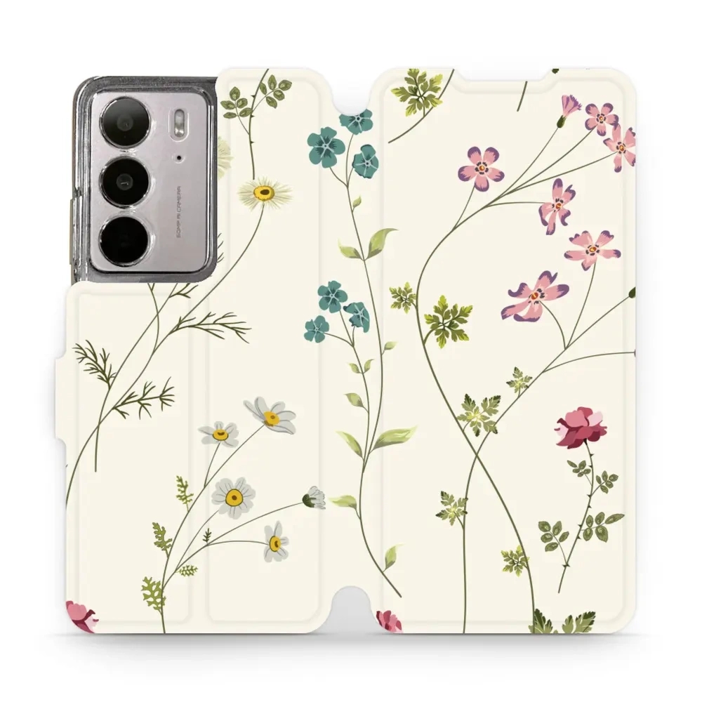 Etui z klapką do Realme C75 4G, Mobiwear Book, polne kwiaty