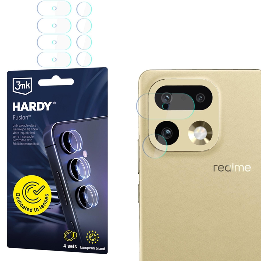 4x Szkło hybrydowe na soczewki aparatu, 3mk Hardy Fusion Lens Protection do Realme 16 Pro 5G