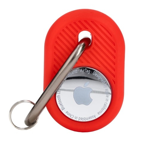 Image of Etui Bizon Case Locator Travel do Apple AirTag, czerwone