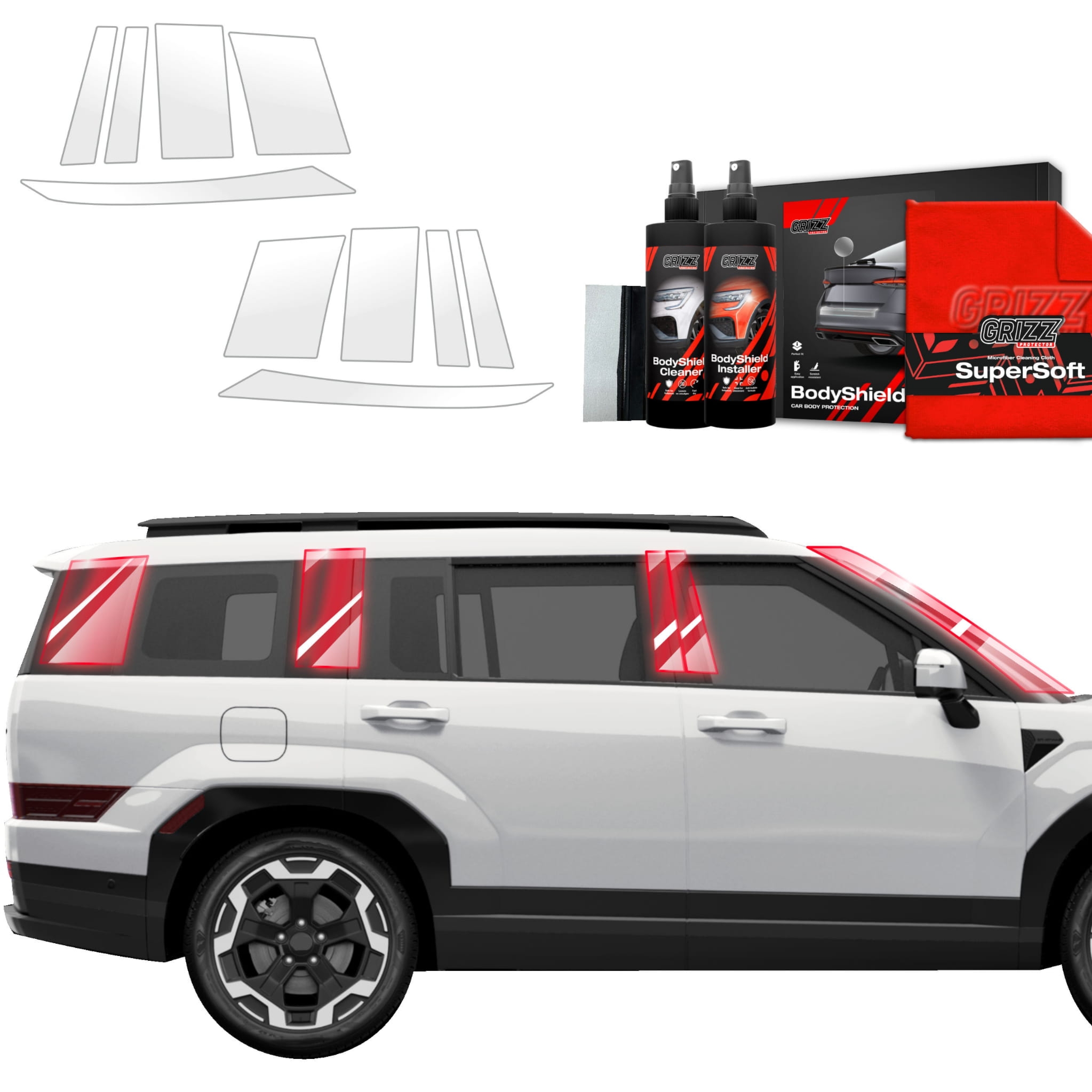 10w1 Folia ochronna Grizz Protector na słupki do Hyundai Santa Fe (2023-2026)