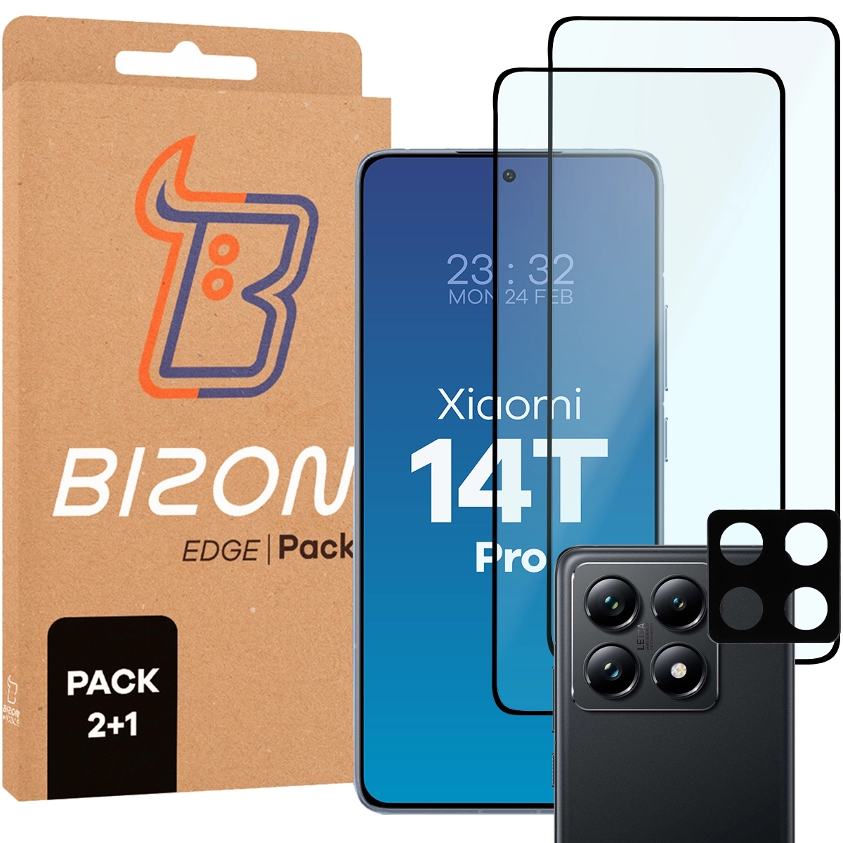 Image of 2x Szkło + szybka na aparat Bizon Edge 2 Pack do Xiaomi 14T Pro