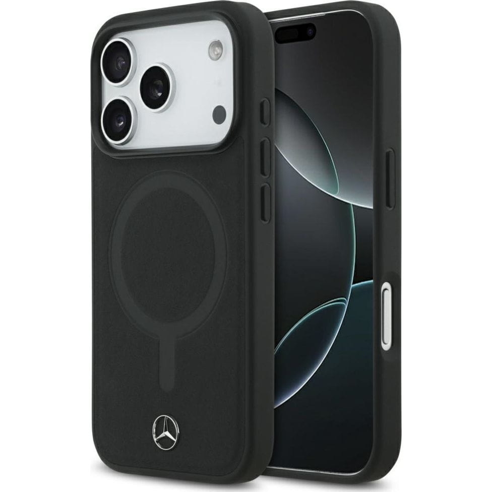 Etui Mercedes-Benz Plain Smooth Leather do iPhone 18 Pro / 17 Pro do MagSafe, czarne