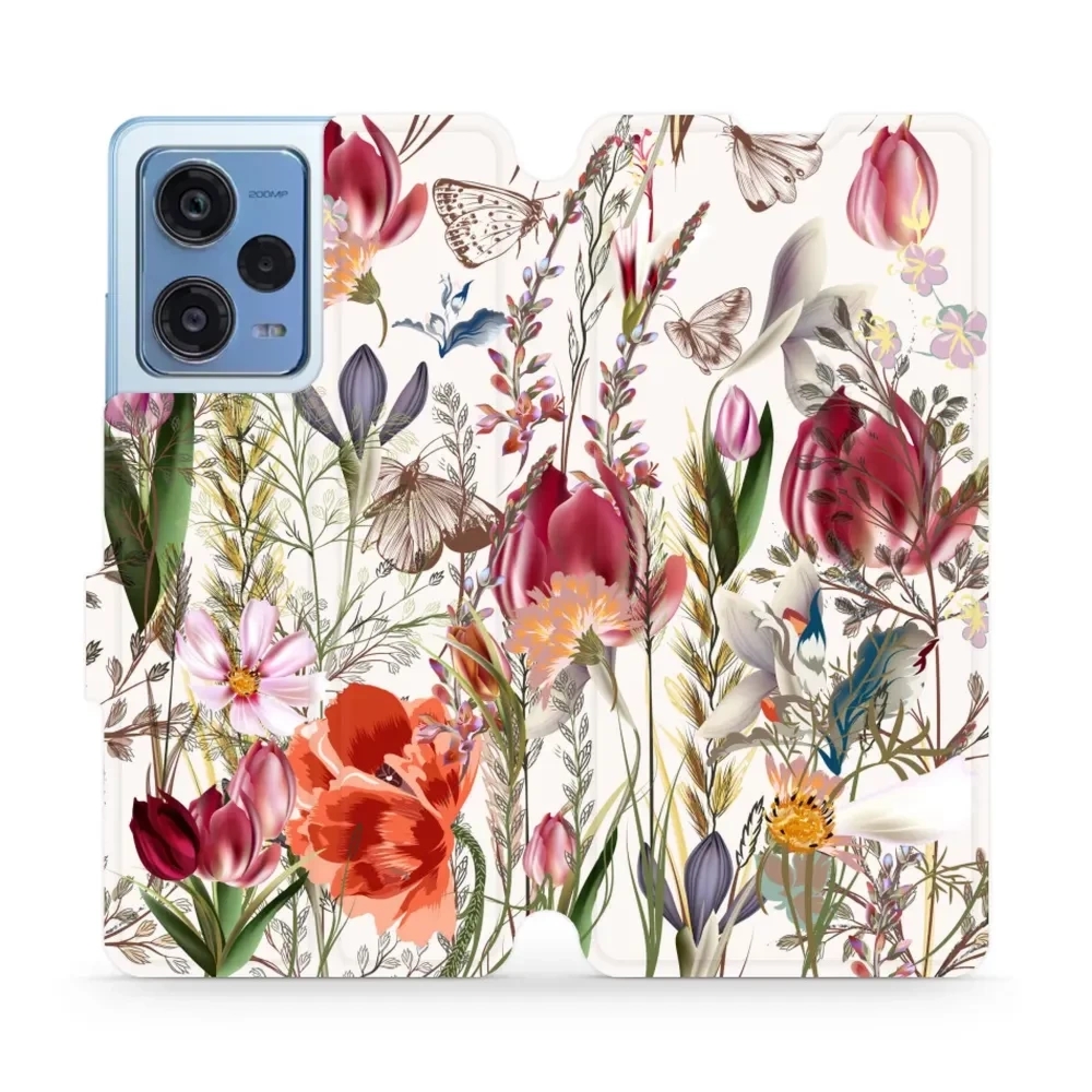 Etui z klapką do Xiaomi Redmi Note 12 Pro+ 5G, Mobiwear Book, bukiet kwiatów