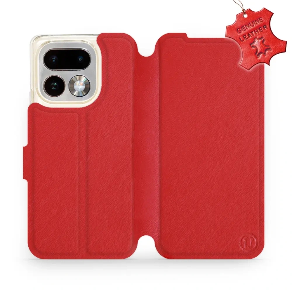 Etui z naturalnej skóry do Realme 16 Pro 5G, Mobiwear Leather, czerwone