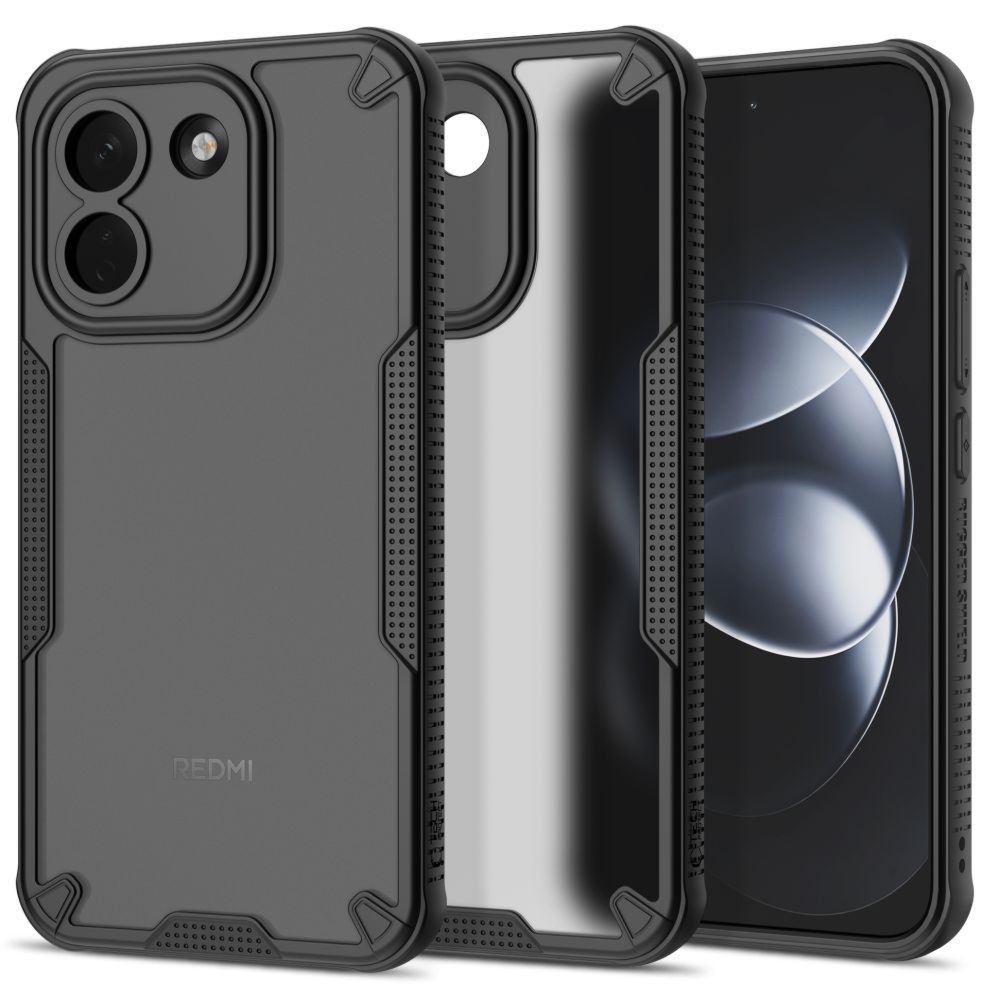Etui Tech-Protect Rugged Shield do Xiaomi Redmi Note 17 Pro Max 5G, matowe przydymione z czarną ramką