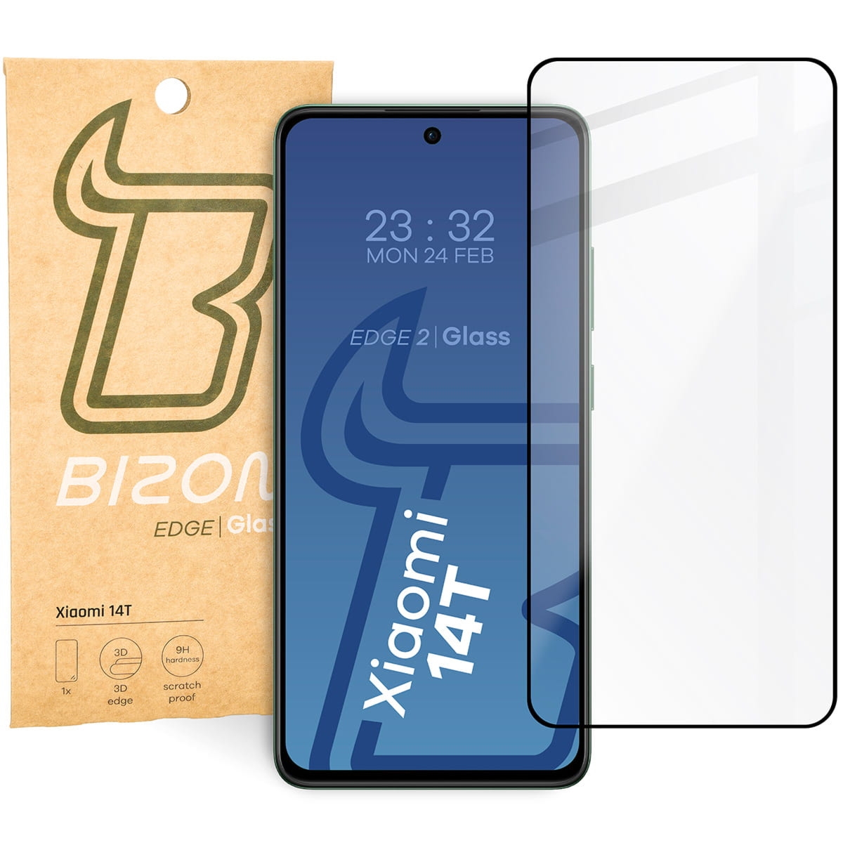 Szkło hartowane Bizon Glass Edge do Xiaomi 14T, czarna ramka