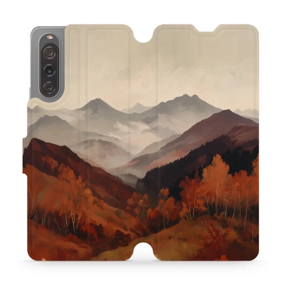 Etui z klapką do Sony Xperia 10 V, Mobiwear Book, mglista dolina w górach