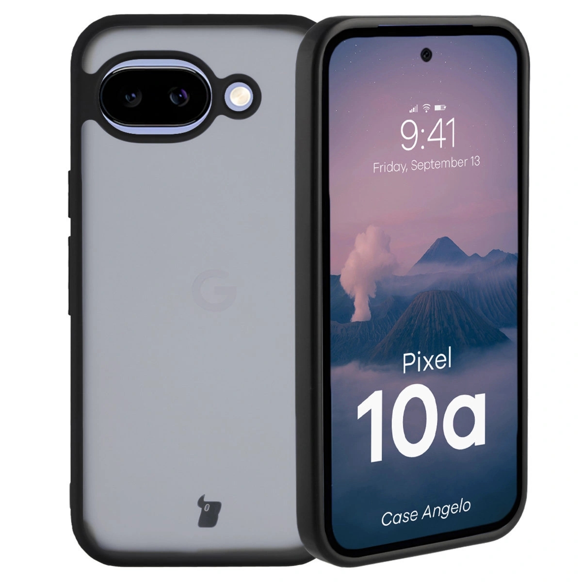 Etui Bizon Case Angelo do Google Pixel 10a, przydymione z czarną ramką