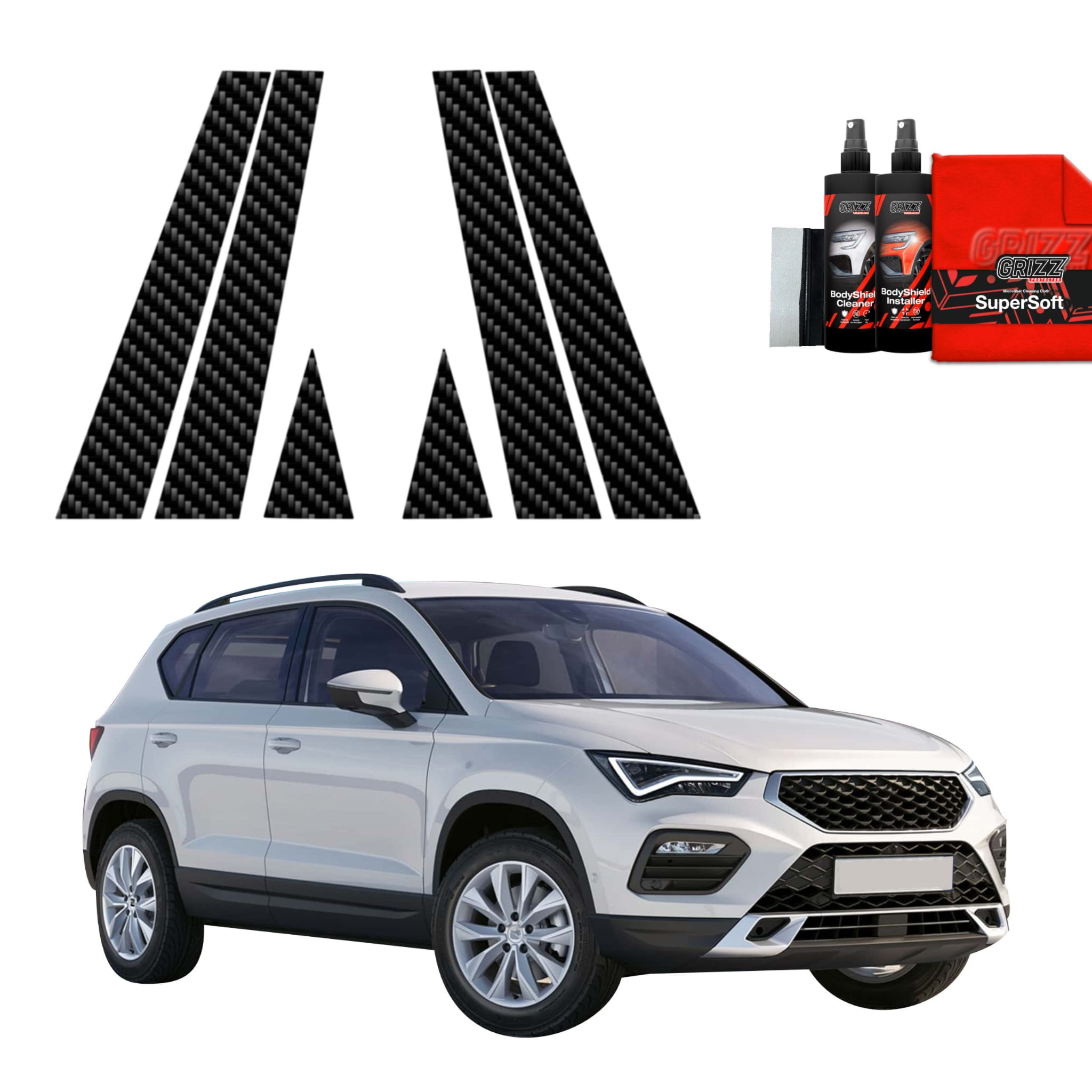6w1 Folia karbonowa Grizz Protector na słupki do Seat Ateca (2020-2026)