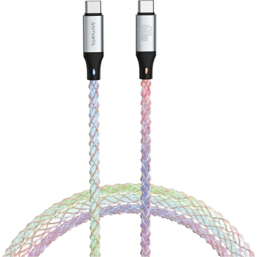 Kabel z podświetleniem RGB, 4smarts, USB-C – USB-C PD 60W, 1.5 m, wielokolorowy