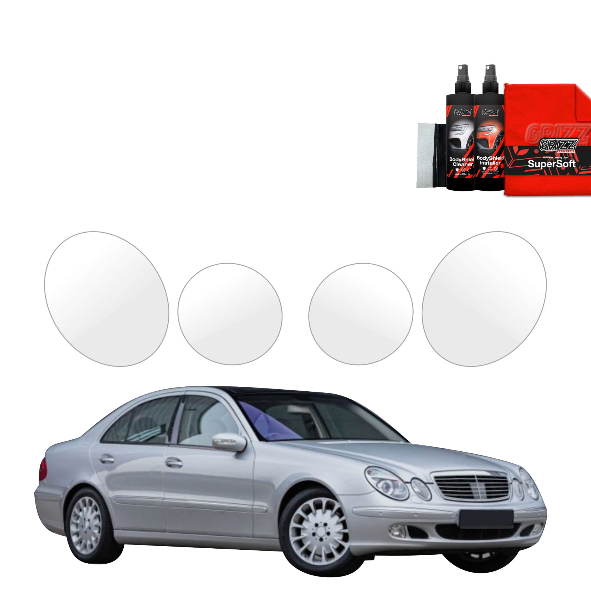 4w1 Folia ochronna na lampy Grizz Protector do Mercedes Benz E Klasa W211 Sedan (2002-2009)