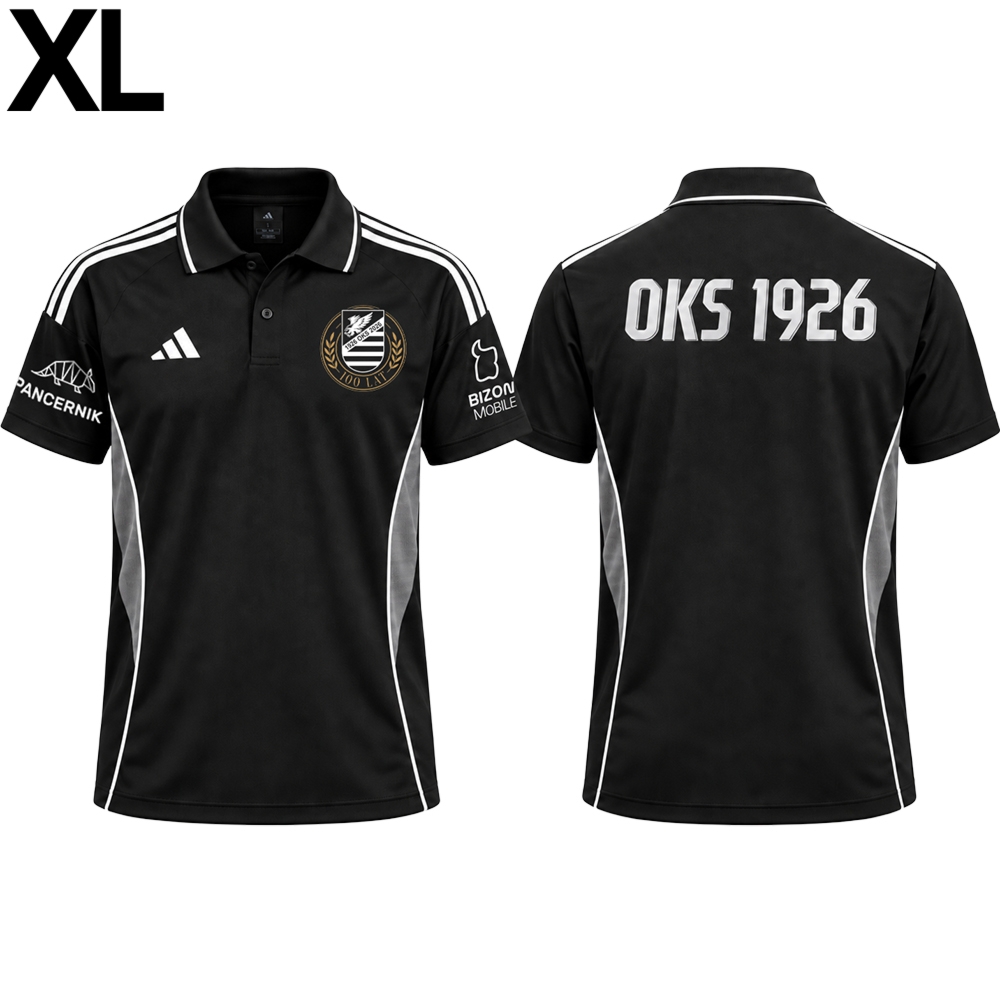 Polo sportowe, piłkarskie, adidas Tiro 25 OKS 1926 x Pancernik, czarne, XL