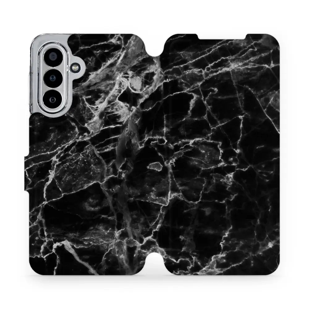 Etui z klapką do Galaxy A17 5G, Mobiwear Book, czarny marmur