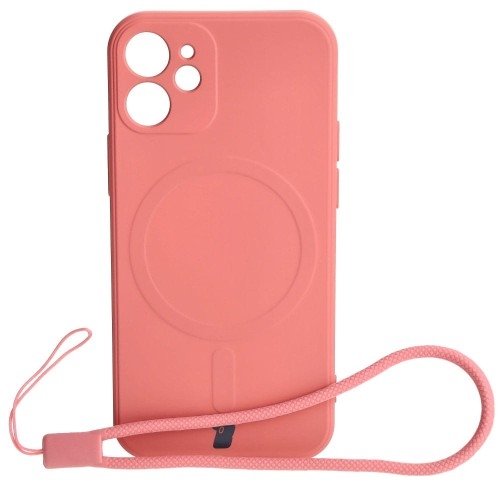 Image of Etui Bizon Case Silicone MagSafe Sq do Apple iPhone 12 Mini, brudny róż