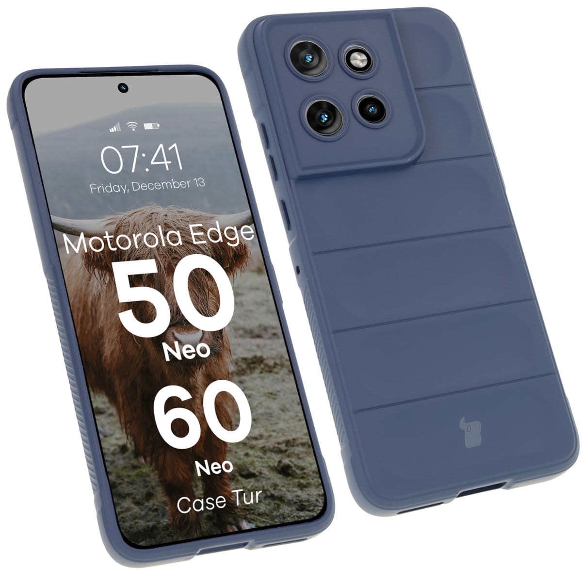 Pancerne etui Bizon Case Tur do Motorola Edge 50 Neo / 60 Neo, granatowe