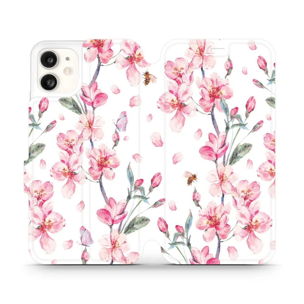 Etui z klapką do iPhone 11, Mobiwear Book, różowa wiosna