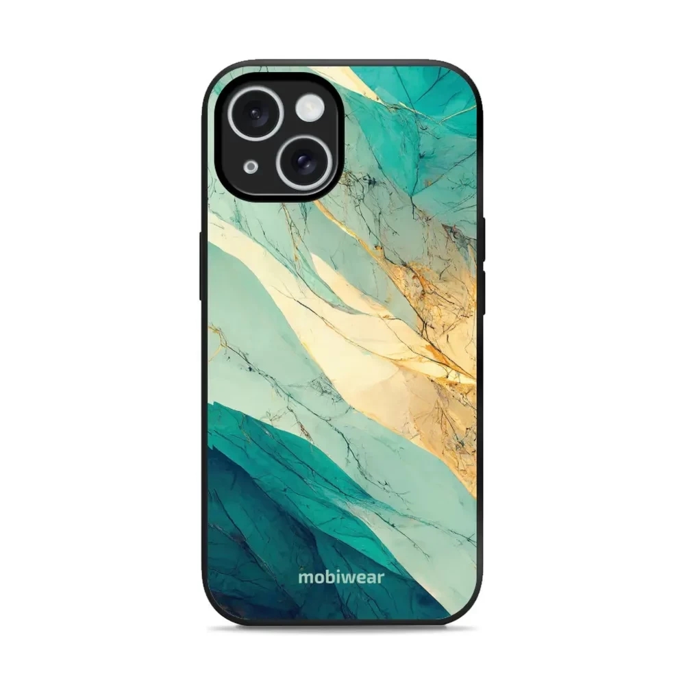 Etui ochronne do iPhone 15, Mobiwear Glossy Case, turkusowy marmur