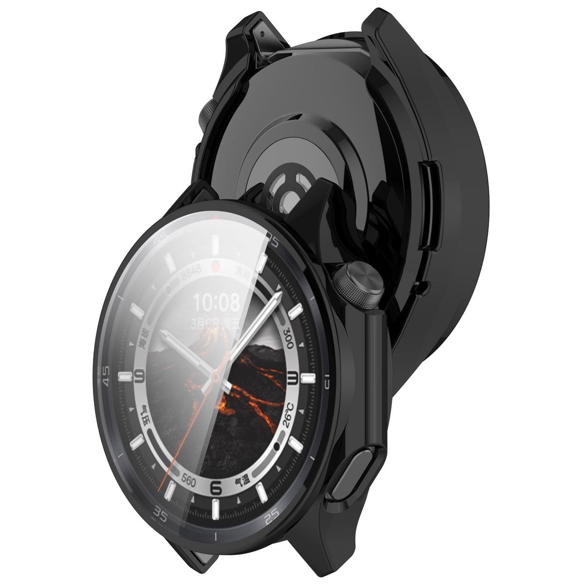 Image of Etui z osłoną ekranu Bizon Case Watch Felipe do OnePlus Watch 3 / Oppo Watch X2, czarne