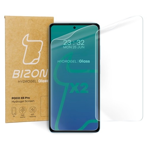 Image of Folia hydrożelowa na ekran Bizon Glass Hydrogel do Poco X5 Pro, Redmi Note 12 Pro 5G, Redmi Note 12 Pro+ 5G, 2 sztuki