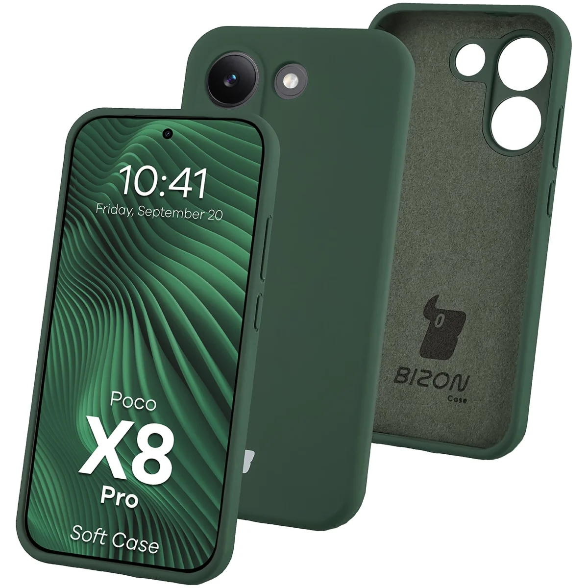 Silikonowe etui Bizon Soft Case do Xiaomi POCO X8 Pro, ciemnozielone