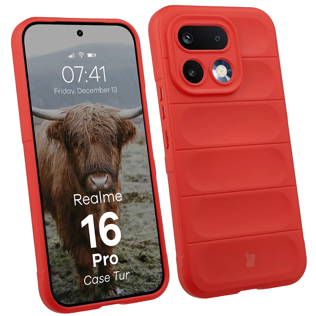 Pancerne etui Bizon Case Tur do Realme 16 Pro 5G, czerwone