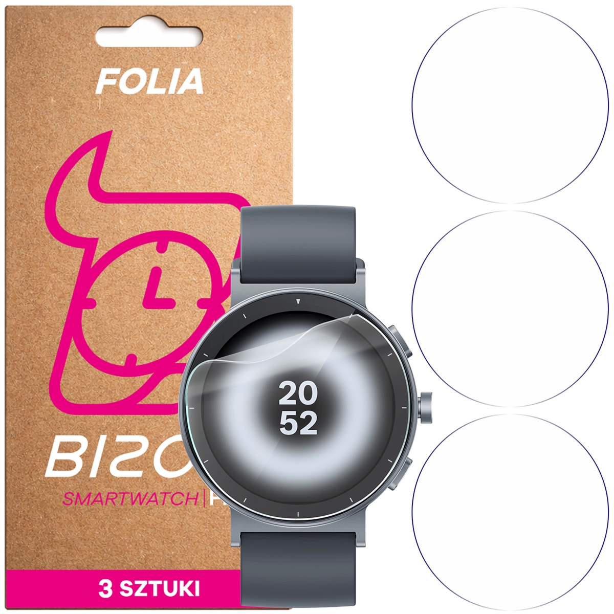 Folia ochronna na ekran zegarka Bizon Watch Film HydroFlex do Realme Watch S5, 3 sztuki