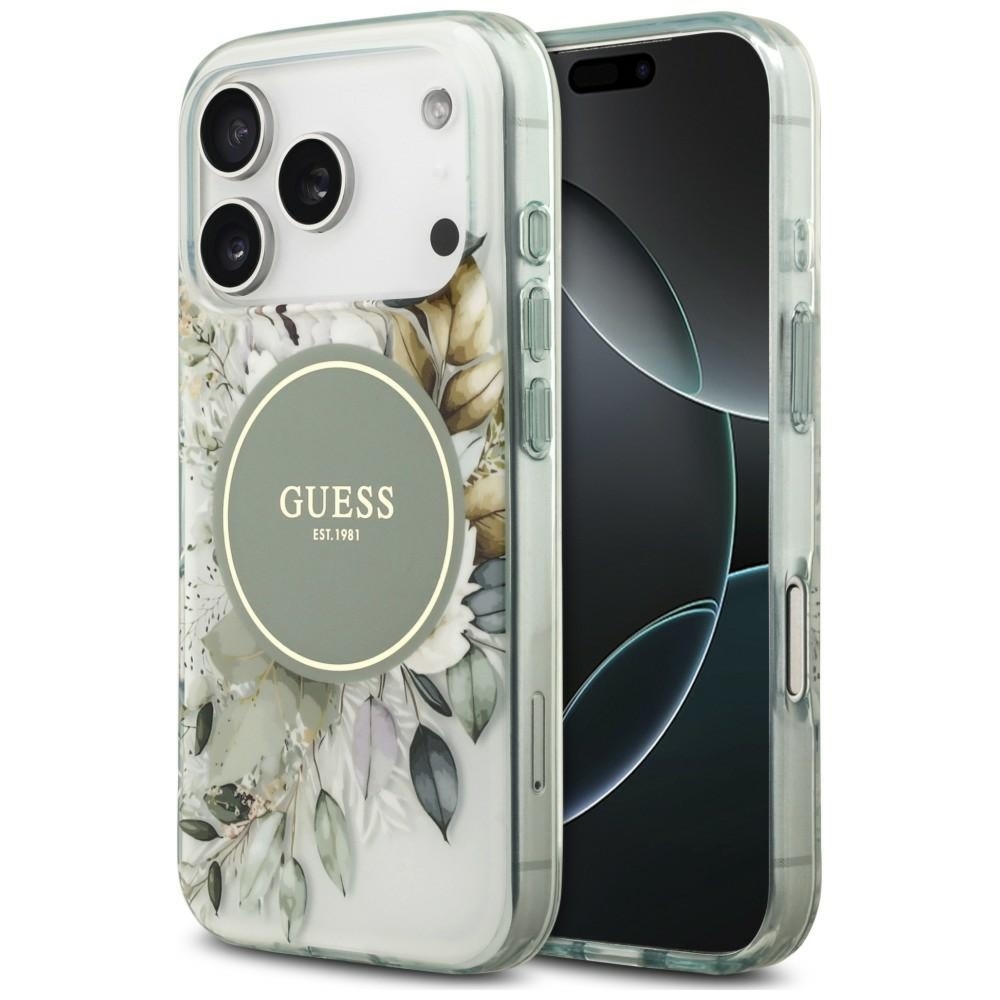 Etui Guess IML Flower & Tonal Circle do iPhone 18 Pro Max / 17 Pro Max, zielone