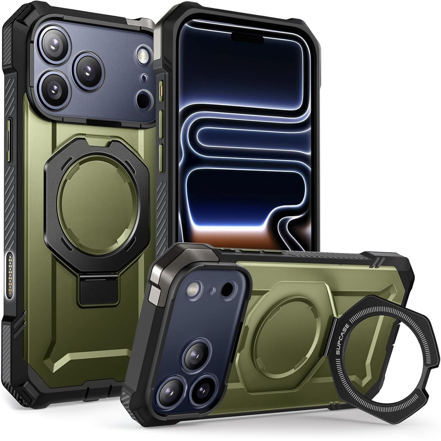OUTLET: Etui pancerne Supcase UB Grip Mag do MagSafe (CC) do iPhone 17 Pro, czarno-zielone
