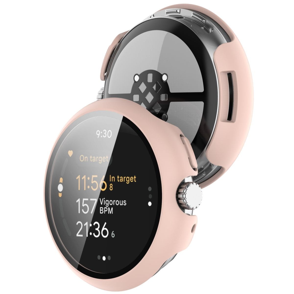 Etui ze szkłem do zegarka Bizon Case Watch Adamo do Google Pixel Watch 3 41mm, różowe