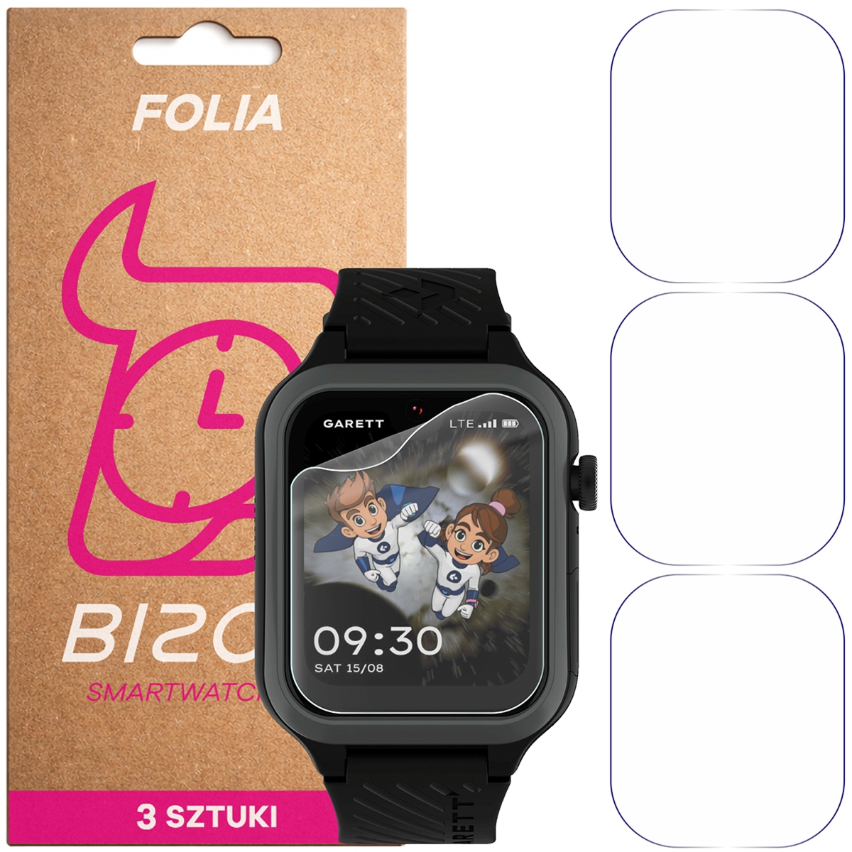 Folia ochronna na ekran zegarka Bizon Watch Film HydroFlex do Garett Kids Essa 2 AI 4G, 3 sztuki
