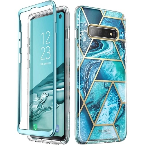 Image of Etui pancerne Supcase i-Blason Cosmo noSP Galaxy S10, marmurowe niebieskie