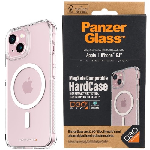 Image of Etui Antybakteryjne PanzerGlass HardCase MagSafe do iPhone 15, przezroczyste