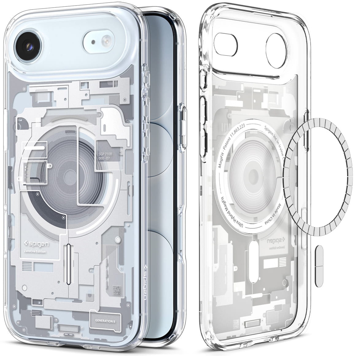 Etui Spigen Ultra Hybrid Mag do MagSafe do iPhone Air, biało-szare (Zero One)
