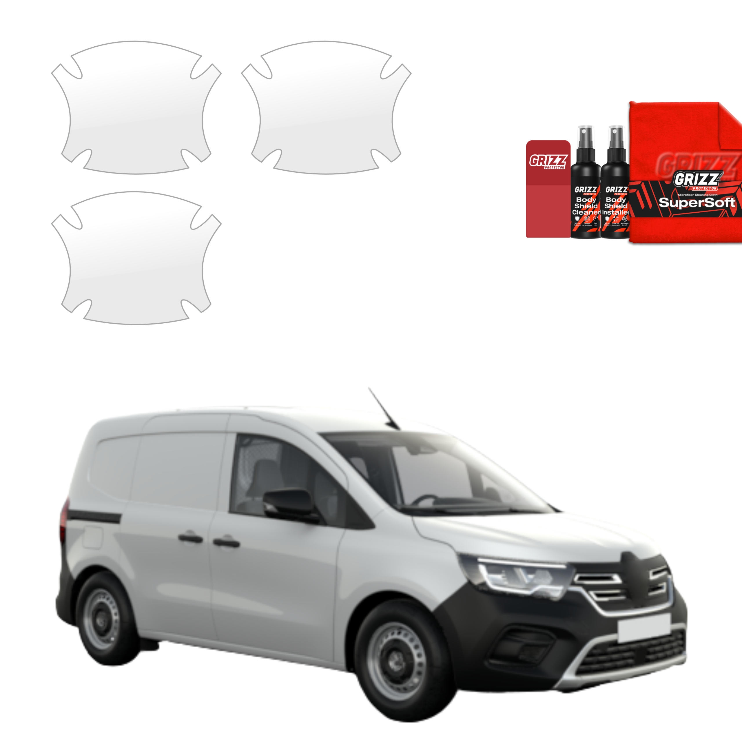 3w1 Bezbarwna folia ochronna Grizz Protector pod klamki Renault Kangoo Van (2021-2026)