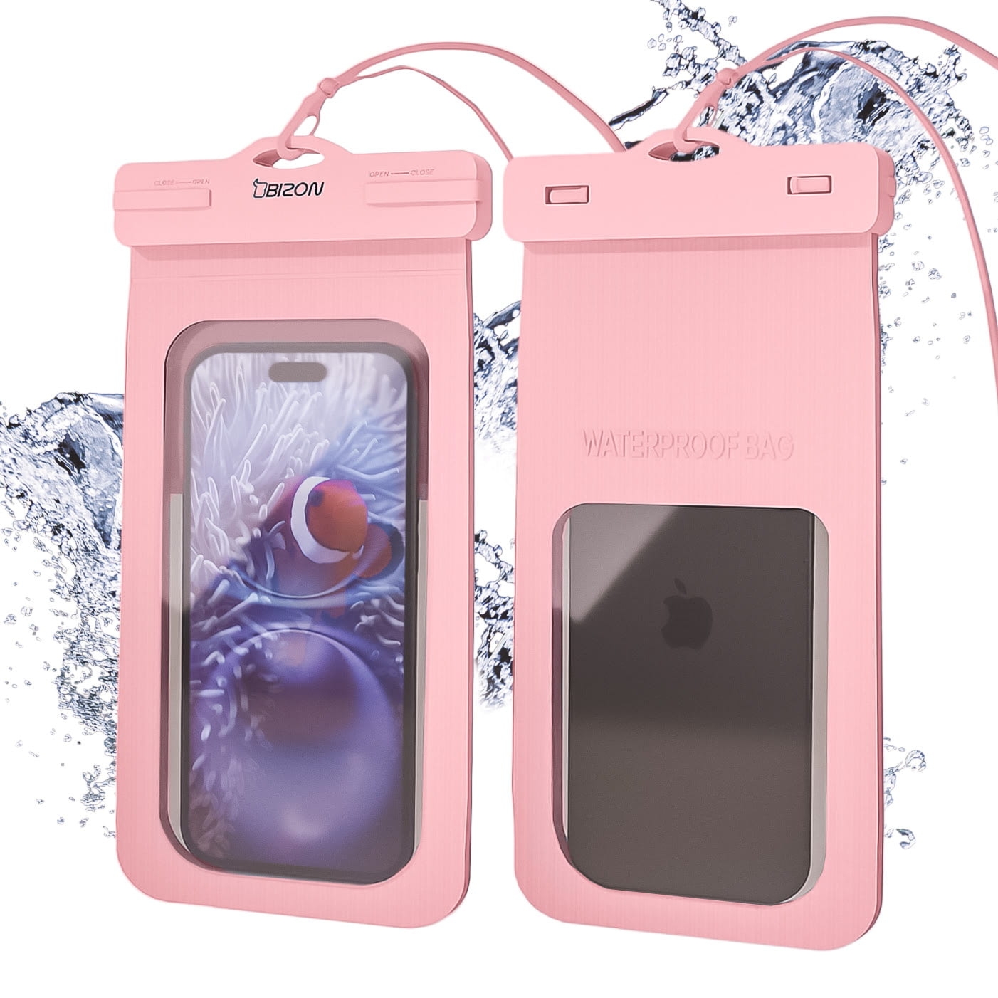 Etui wodoszczelne Bizon Case Hydrowrap, 2 sztuki, różowe