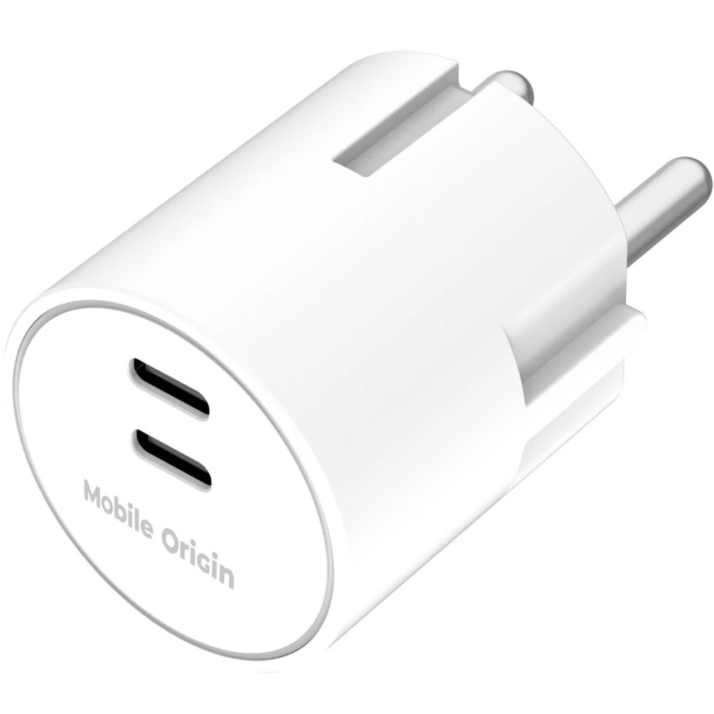 Ładowarka sieciowa GaN 2x USB-C, 30W, Mobile Origin Charger Plug PW33, biała