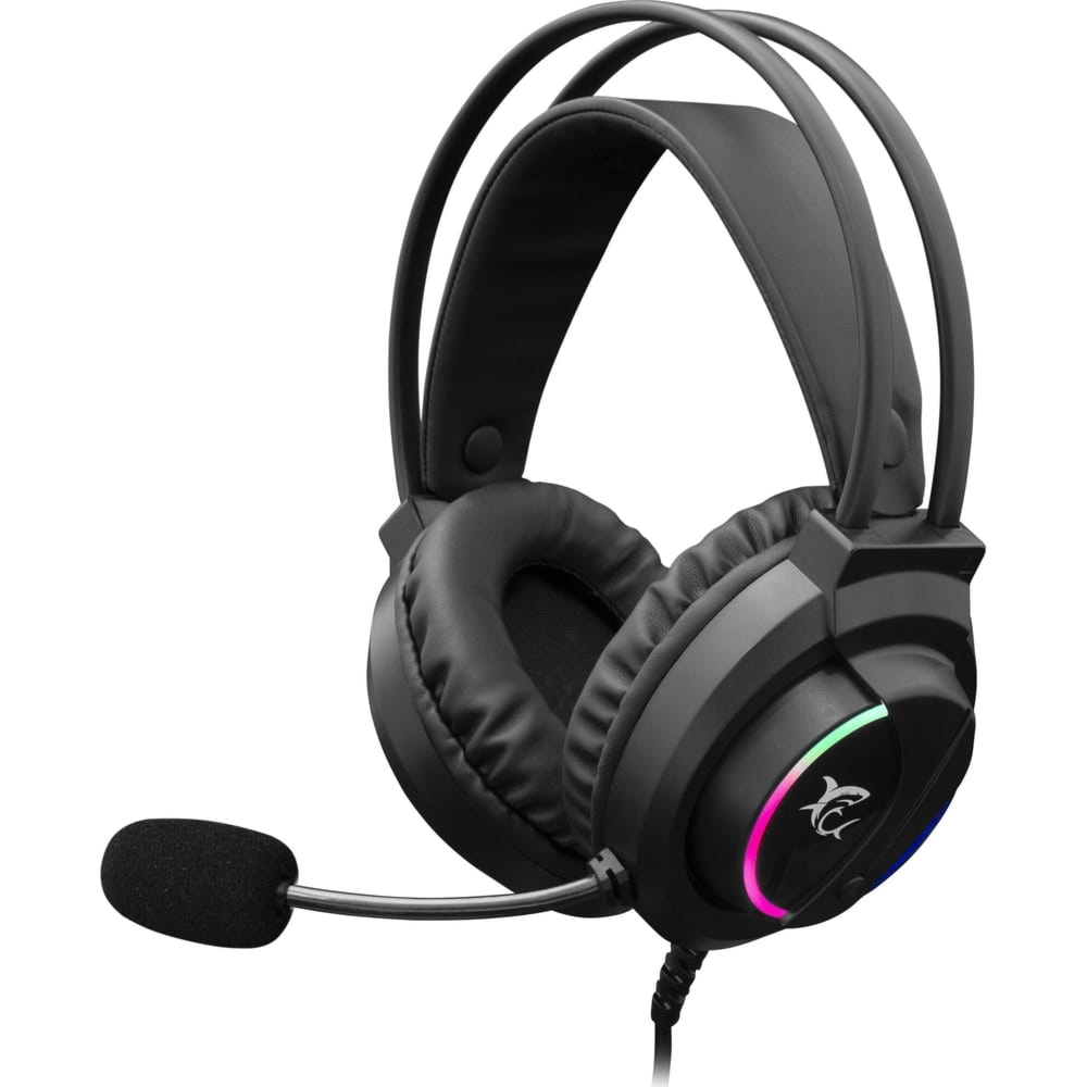 OUTLET: Słuchawki nauszne gamingowe White Shark WOLF RGB, USB, mikrofon, czarne