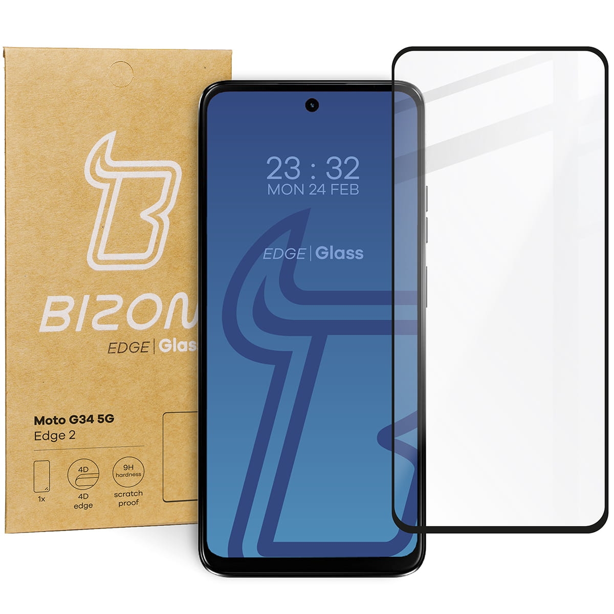 Image of Szkło hartowane Bizon Glass Edge 2 do Motorola Moto G34 / G45 5G